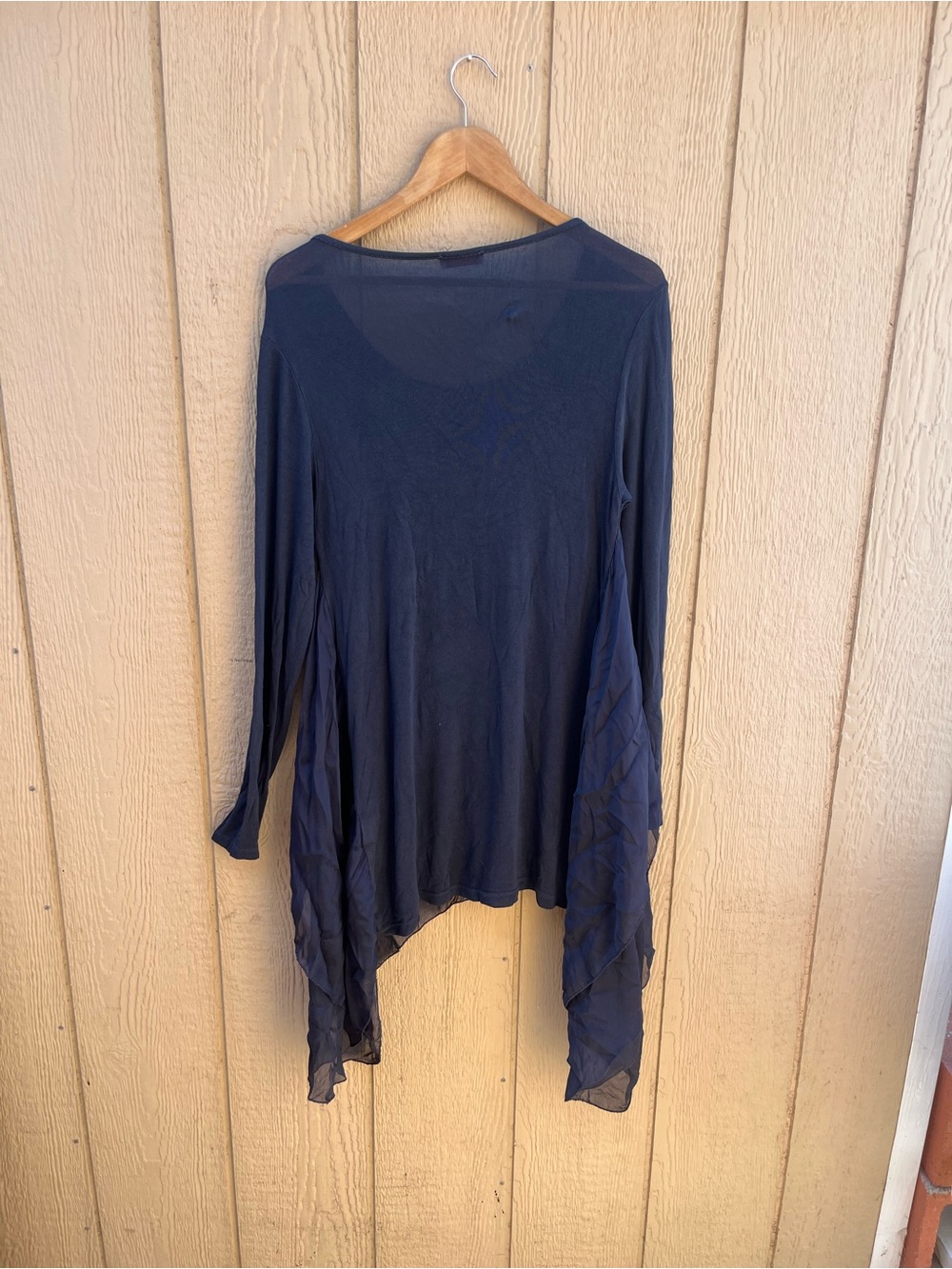 Scandal Italy  Blouse OS Blue Silk Layered Boho Long SleeveOversized Shirt